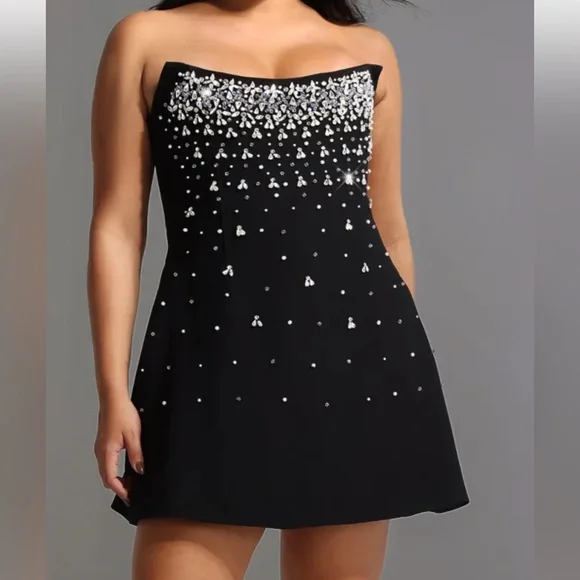 Bella Barnett MAVIS STRAPLESS DIAMOND MINI DRESS - Picture 2 of 10